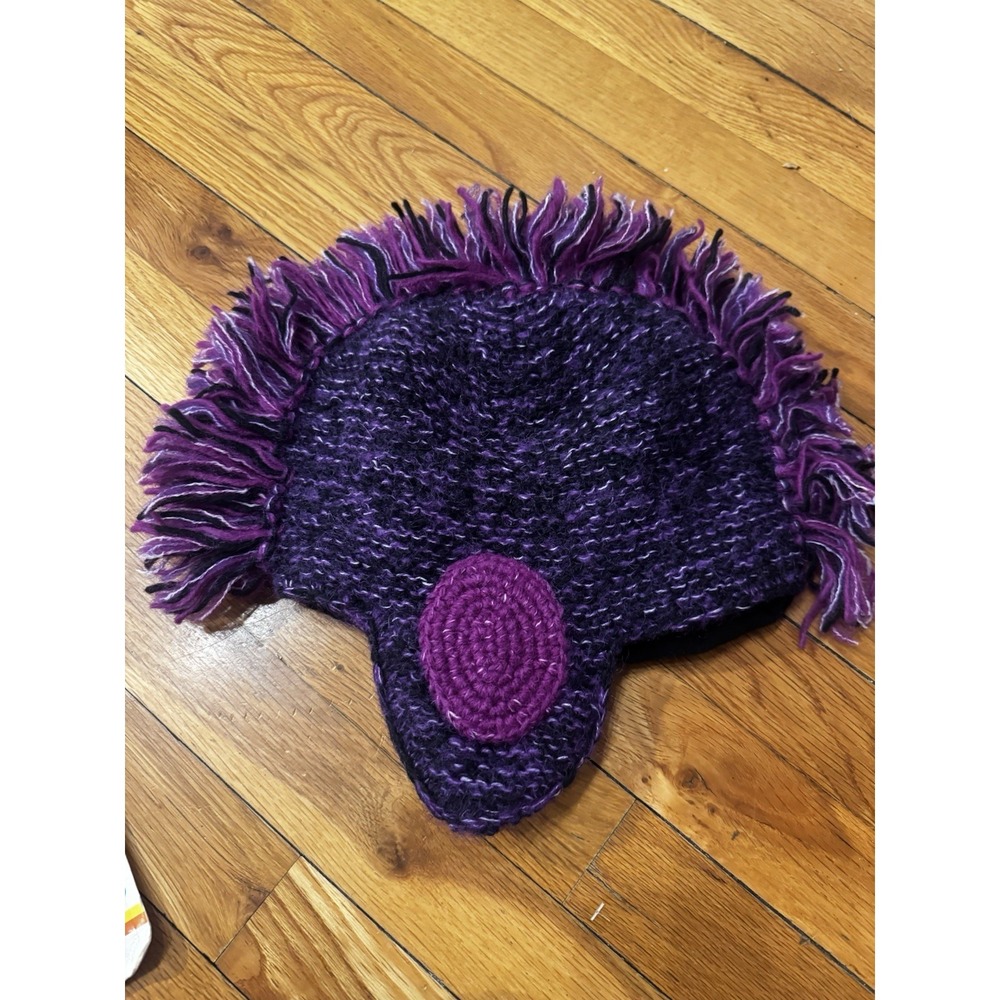 Nirvanna Designs‎ Purple Knit Mohawk Hat Handmade Wool Adult OSFM Nepal